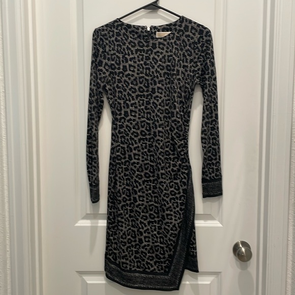 MICHAEL Michael Kors XS Black Leopard Print Long Sleeved Dress - Picture 1 of 11